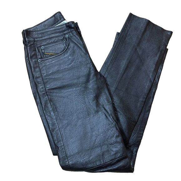 Diesel Industry Y2K Men’s 100% Leather Pants Lined Boot Cut Pants Size 27 - Picture 1 of 11